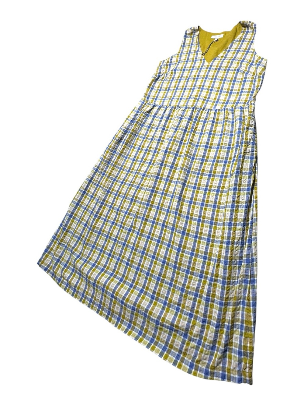 Seasalt Cornwall Women's 12 Lowland Heather Dress blue and yellow plaid print - Picture 6 of 10